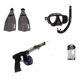 Kit Mergulho Pesca Sub Arpão Pe De Pato Mascara Snorkel 