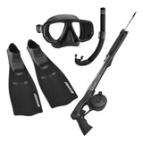 Kit Mergulho Pesca Sub Completo, Máscara Arbalete Nadadeira