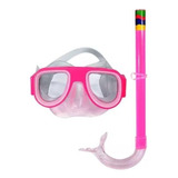 Kit Mergulho Snorkel Mascara De Natação Infantil Rosa/preto