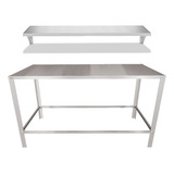 Kit Mesa 100% Inox Industrial Paneleiro E Prateleira Aérea 