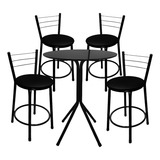Kit Mesa Bistrô Luxo 4 Banquetas Baixa Aço Cozinha Balcão It
