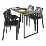 Kit Mesa De Jantar 120x60 Vintage + 4 Cadeiras Gruvyer