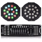 Kit Mesa Dmx 512 Refletor 2 Canhão Par 18 Led Efeito Strobo