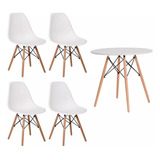 Kit Mesa Eiffel Branca 90cm Conjunto + 4 Cadeiras Branca