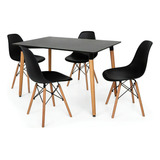 Kit Mesa Jantar Eiffel 120x80cm Preta + 4 Cadeiras Eiffel