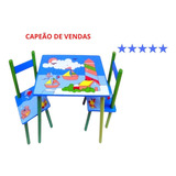 Kit Mesa Mesinha Infantil Criança Unissex Ecológico Educativ Cor Azul - Desenhada