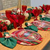 Kit Mesa Posta Sousplat Estampado Natal Completo 4 Lugares