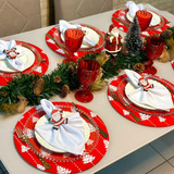 Kit Mesa Posta Sousplat Estampado Natal Completo 6 Lugares