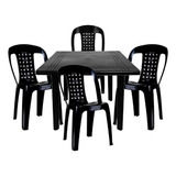 Kit Mesa Quadrada Desmontável Com 4 Cadeira Bistrô Preta