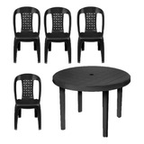 Kit Mesa Redonda Desmontavel Com 4 Cadeiras Bistro Plastico