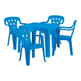 Kit Mesinha Plástica Infantil + 4 Cadeira Poltrona Kids Mor