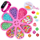 Kit Miçanga Para Pulseira Infantil Com 1.800pçs Brinde Fio