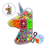 Kit Miçangas Coloridas Maleta Estojo Unicórnio 1100 Peças