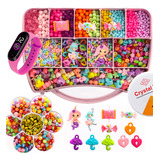 Kit Miçangas Infantil 3500 Pçs Para Montar Pulseiras Bolinhas Maleta 19x13 Cm Corrosa Anita Bijuterias