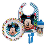 Kit Mickey Hora Da Papinha - Prato, Babador, Copo E Talheres
