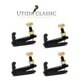 Kit Micro Afinador Fixo Violino 4/4 Preto E Dourado