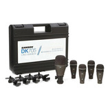 Kit Microfone Bateria Samson Dk705 05 Peças Clip Fixação