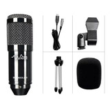 Kit Microfone Bm800 Usb Plug And Play Waver Podcast + Tripé