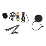 Kit Microfone Condensador + Pedestal Articulado + Pop Filter