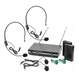 Kit Microfone Vhf Sem Fio Auricular