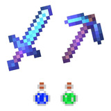 Kit Minecraft Diamante Encantado - Espada, Picareta, Machado