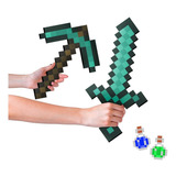 Kit Minecraft Espada E Picareta Diamante Mdf 32cm