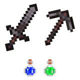 Kit Minecraft Netherine - Espada, Picareta, Machado, Arco