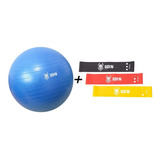 Kit Mini Band Bola Pilates 55 Cm Media Suiça Treino Odin Fit Cor Azul