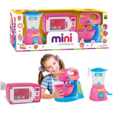 Kit Mini Confeitaria Liquidificador Batedeira Micro-ondas