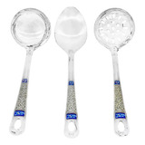 Kit Mini Escumadeira Concha Colher Em Aço Inox
