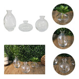 Kit Mini Vasos Transparente Vidro Plantas Flores Decorativo