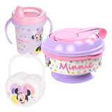 Kit Minnie Copo Transição Bebe Pote Amassador Papinha
