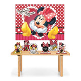 Kit Minnie Disney Festa Infantil Painel + 6 Displays