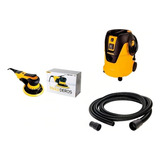 Kit Mirka Deros 650cv Lixadeira Orbital Elétrica + Aspirador Cor Amarelo/preto 220v