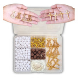 Kit Missangas Bolinhas Para Terço Nossa Senhora Ap Branca 