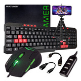 Kit Mobilador Teclado Mouse Mouse Pad Hub Otg Tripé Pubg