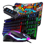 Kit Mobilador Teclado Sensação Mecânica Rgb Mouse 2400 Dpi