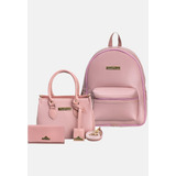 Kit Mochila Blogueira + Bolsa Media Feminina + Carteira Lind