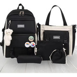 Kit Mochila Bolsa Feminina Escolar Notebook 5 Peças Grande