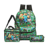 Kit Mochila Costas Minecraft Games Escolar Envio Hoje