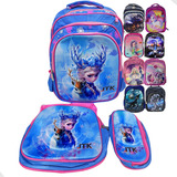 Kit Mochila Escolar Infantil Costas Lancheira