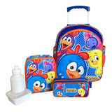 Kit Mochila Escolar Turma Da Galinha Pintadinha Rodinhas M