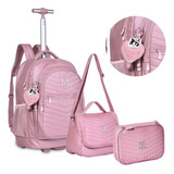 Kit Mochila Estojo E Lancheira Metalizado Rebecca Bonbon