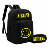 Kit Mochila + Estojo Escolar Nirvana Banda Rock