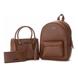Kit Mochila Feminina + Bolsa Feminina + Carteira Lançamento 