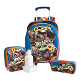 Kit Mochila Infantil Hot Wheels Monster