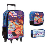 Kit Mochila Infantil Rodinha Pk Xd Grande Reforçada Toys 2u