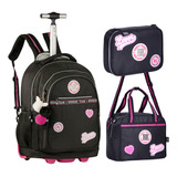 Kit Mochila Rodinha Lancheira Estojo Rebecca Bonbon Rb24001