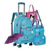 Kit Mochila Rodinha Rb Rebecca Bonbon 360° Lancheira Estojo