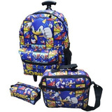 Kit Mochila Rodinha Sonic F1 Infantil